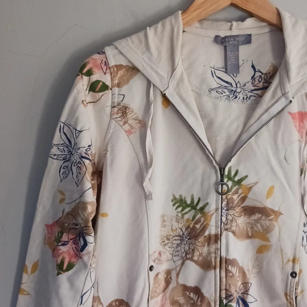 Kate Hill Cotton Zip Up Hoodie Sweatshirt Size PM - Picture 2 of 15